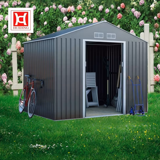Double Slope Roof Tool Room Garden Storage Shed Tin House with Foundation